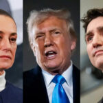 President donald trump, Canadian Prime Minister Justin Trudeau and Mexican President Claudia Sheinbaum