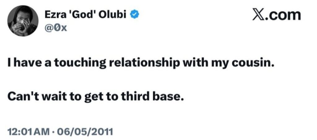Ezra Olubi X posts
