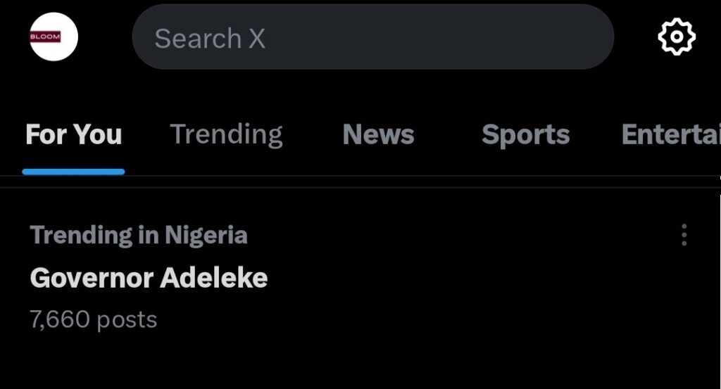 Governor Adeleke trending on X 